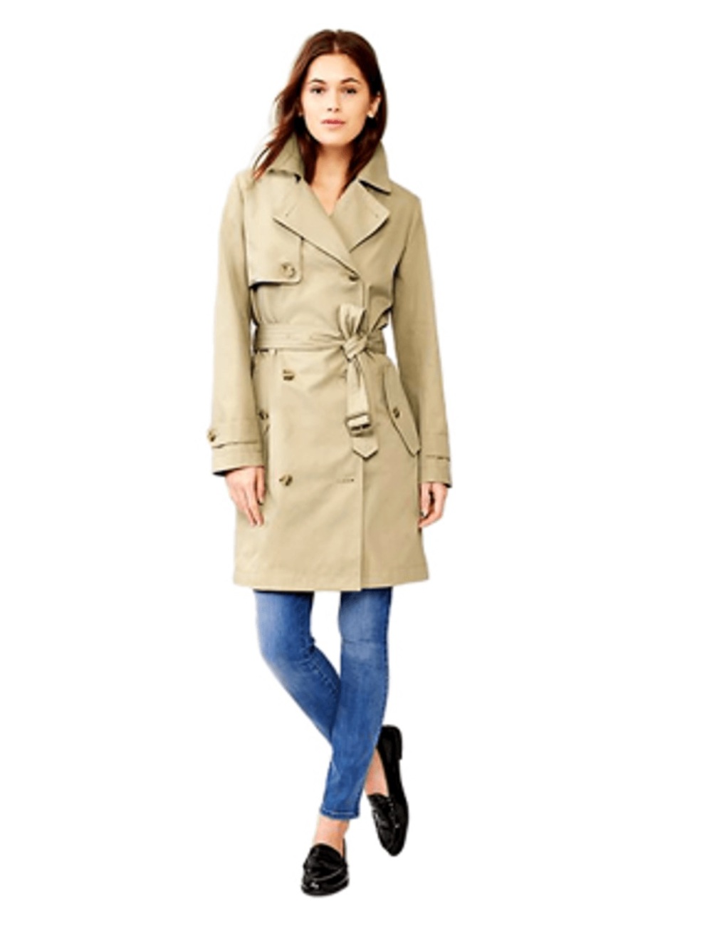 Venus Tan Double Breasted Tan Mid Length Trench Coat NWT Size Small